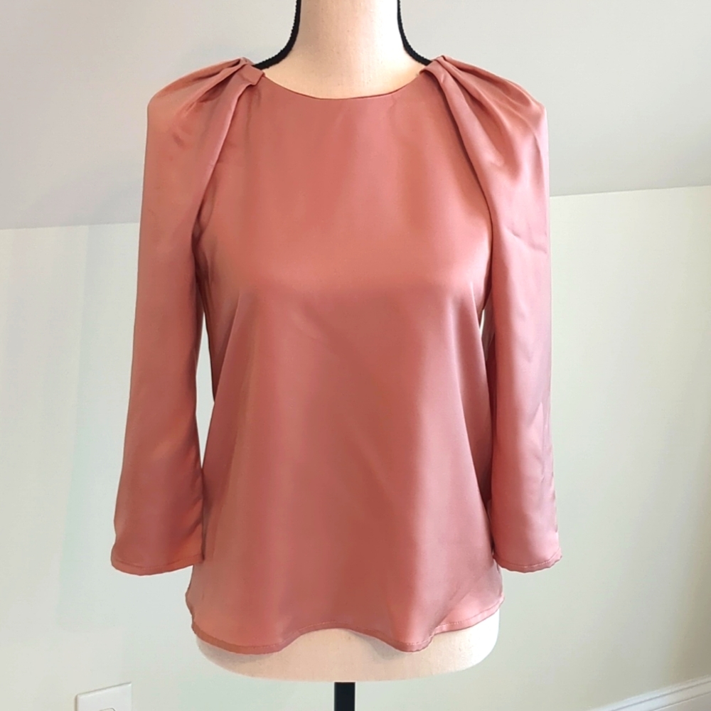 Zara Puff Sleeve Blouse, Pink, Size XS